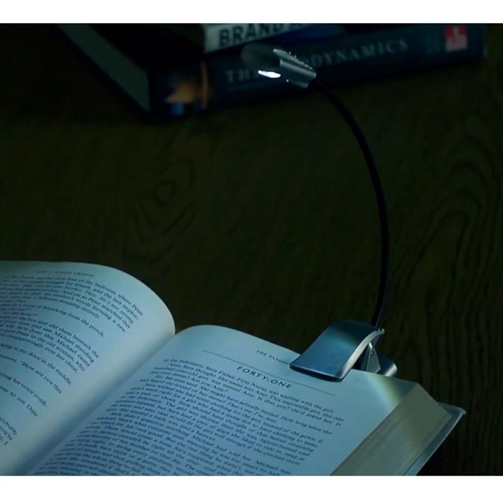 Luminária Compacta Com Haste Flexível E Luz LED Para Leitura