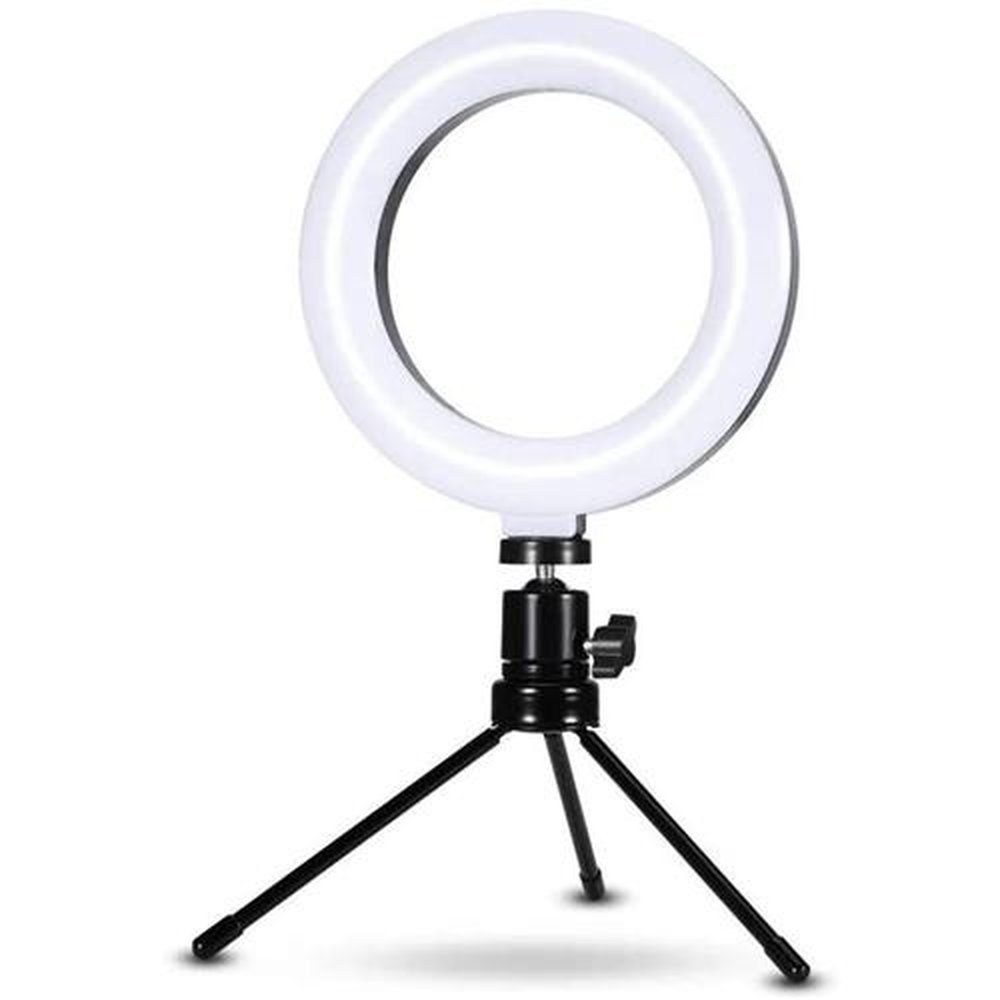 Luminária Ring Light 10 Polegadas Com Ball Head, Tripé E Adaptador Para Smartphone