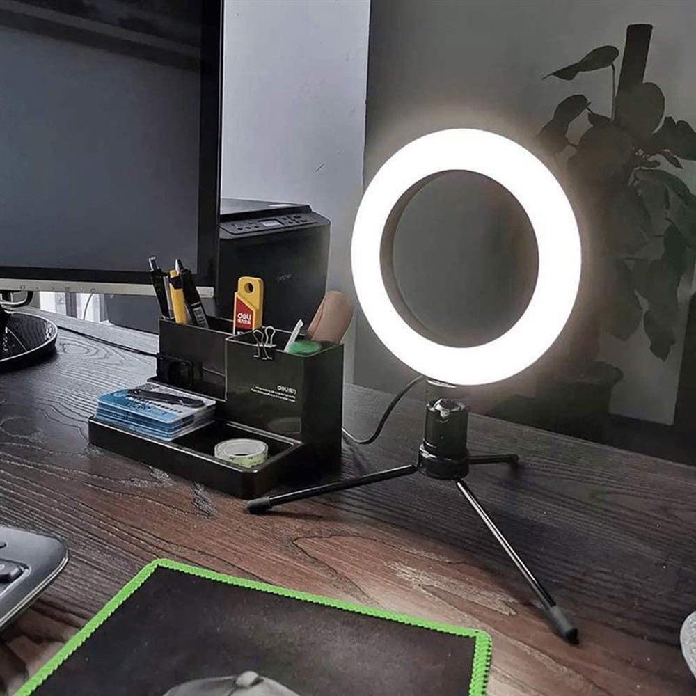 Luminária Ring Light 10 Polegadas Com Ball Head, Tripé E Adaptador Para Smartphone
