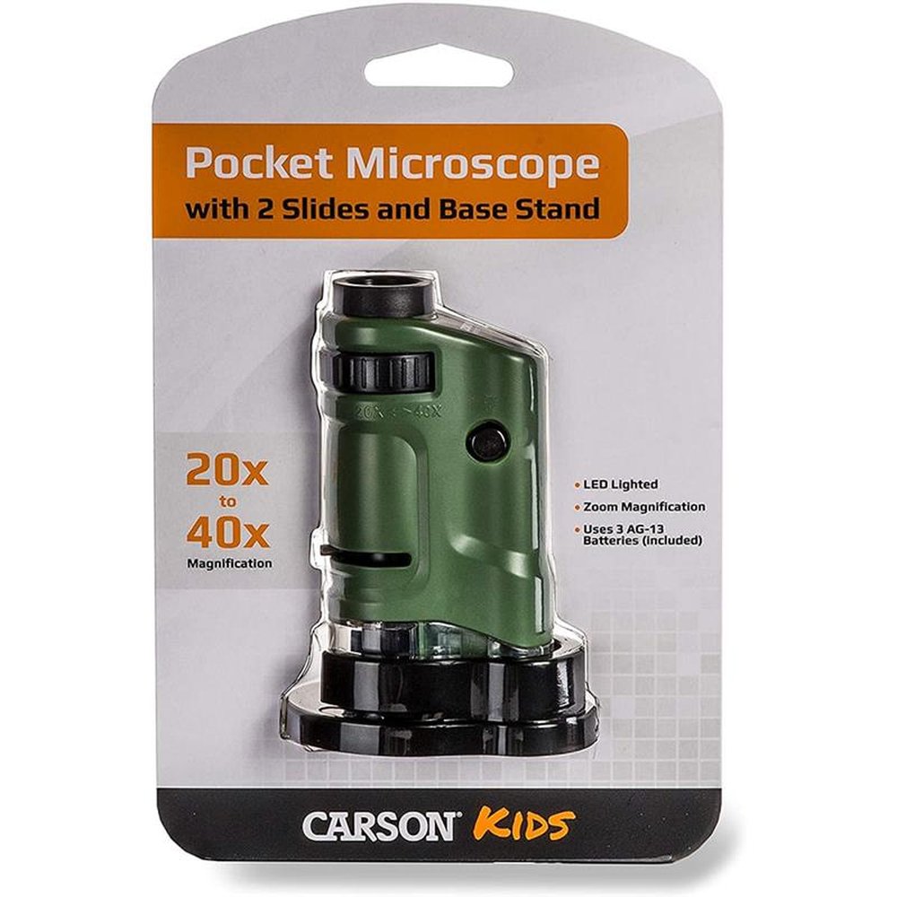Microscópio De Bolso MM-24 Carson Com LED E Ampliação 20x A 40x