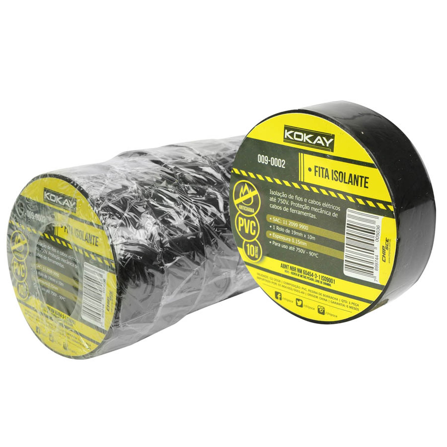 Fita Isolante Preta Anti-chama Pack 10M