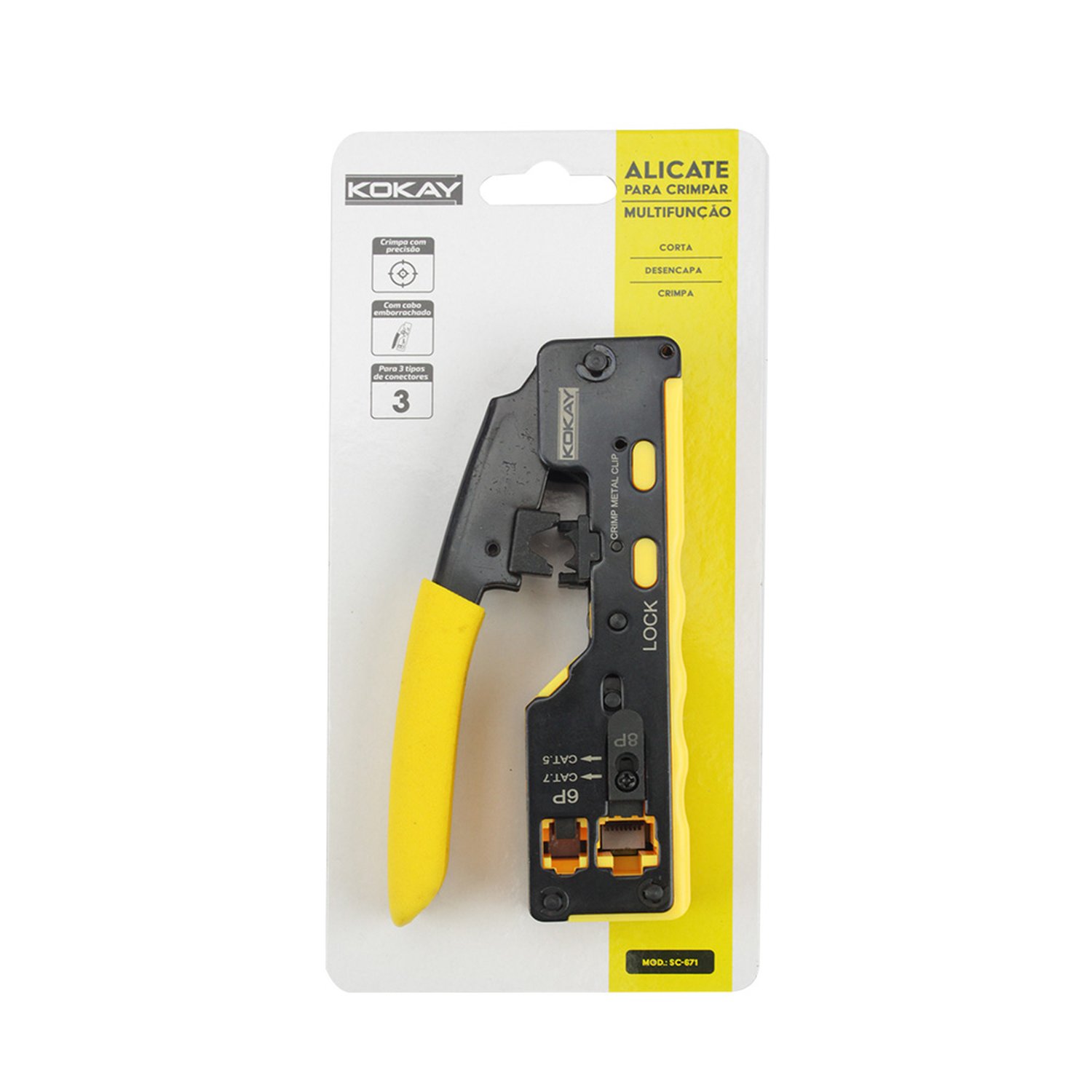 Alicate De Crimpar Multifunção RJ11 RJ12 E RJ45 De Passagem - KOKAY