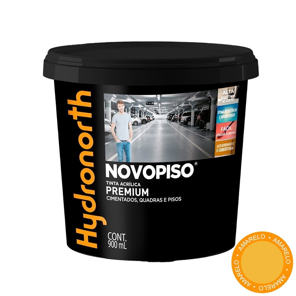 Tinta Piso Hydronorth Novopiso Acrílica Premium Amarelo Demarcação Fosco 900ml