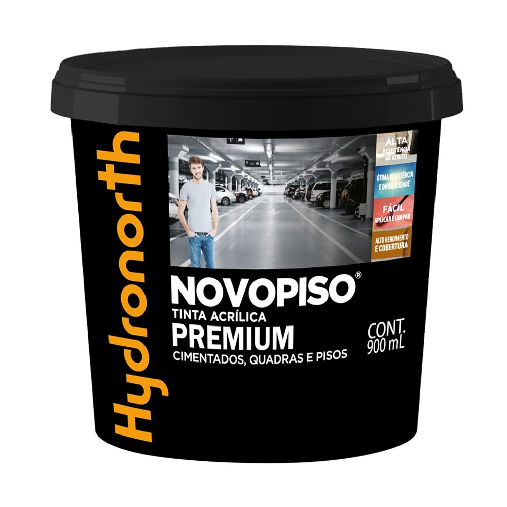 Tinta Piso Hydronorth Novopiso Acrílica Premium Cinza Chumbo Fosco 900ml