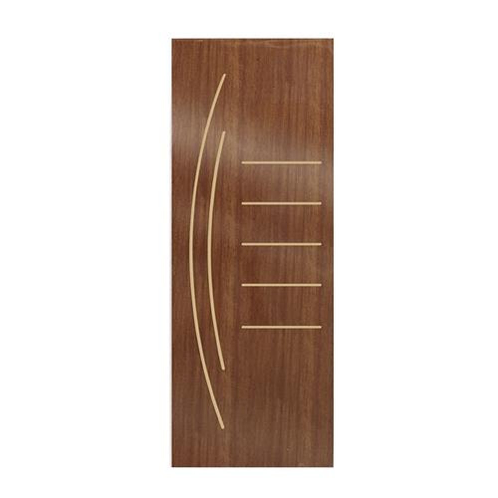 Porta Prensada Mogno Safira 60x210 Desenho 06 Brilho Com Sarrafo