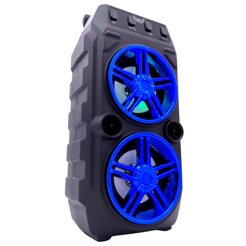 Caixa De Som Bluetooth Usb Rádio Micro Sd Auxiliar P10 Antena Recarregável Portátil Azul