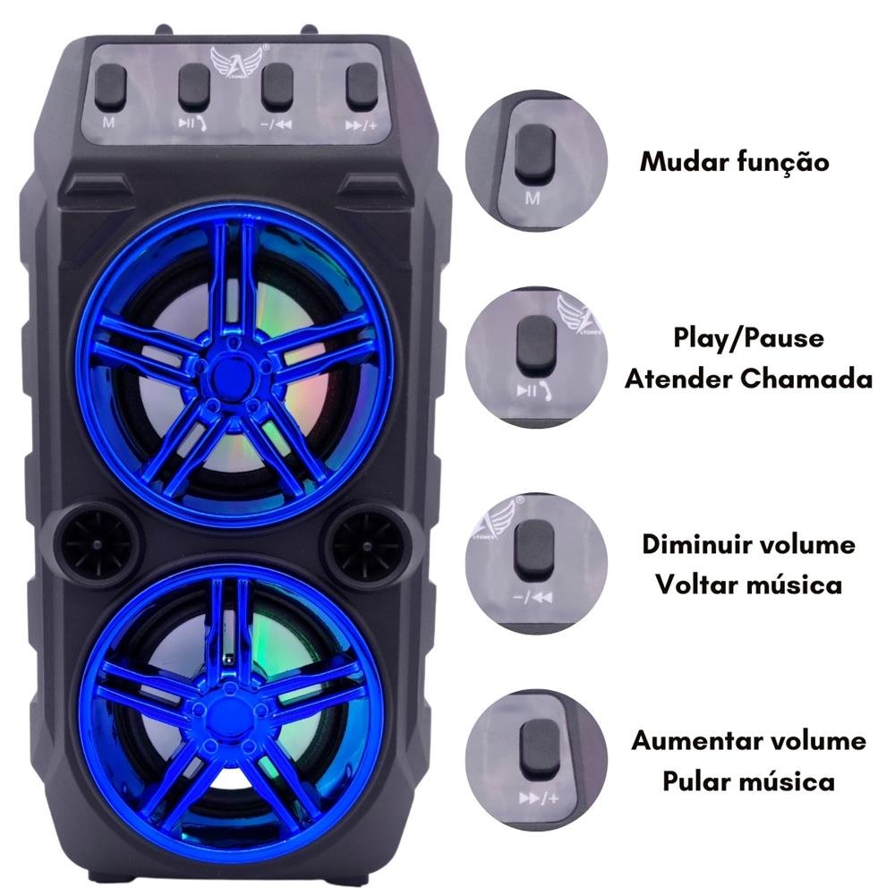 Caixa De Som Bluetooth Usb Rádio Micro Sd Auxiliar P10 Antena Recarregável Portátil Prata