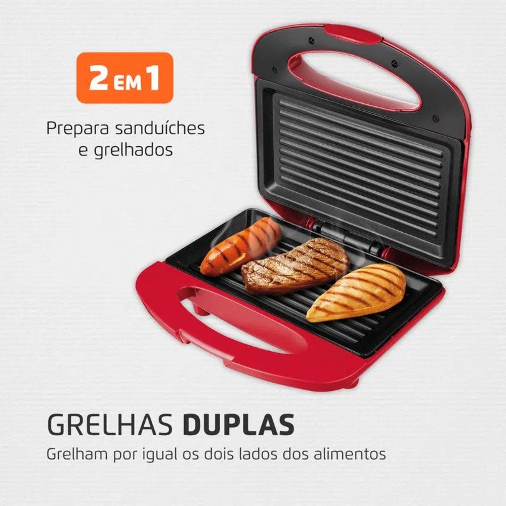Grill e Sanduicheira Mondial Inox Red S-19 127V/60Hz .