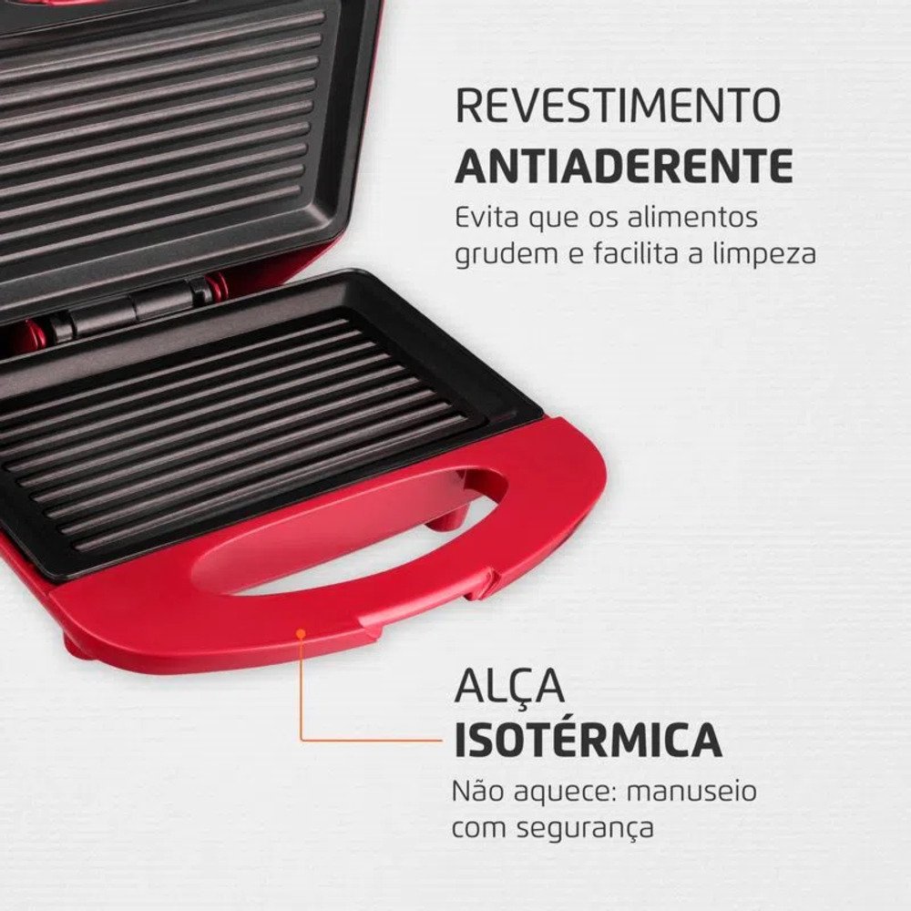 Grill e Sanduicheira Mondial Inox Red S-19 127V/60Hz .