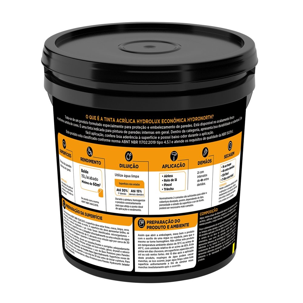 Tinta Acrílica Hydrolux Econômica Hydronorth Areia Fosco 15L