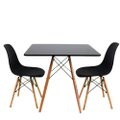Mesa Eiffel Quadrada 80cm + 2 Cadeiras Eiffel Pretas