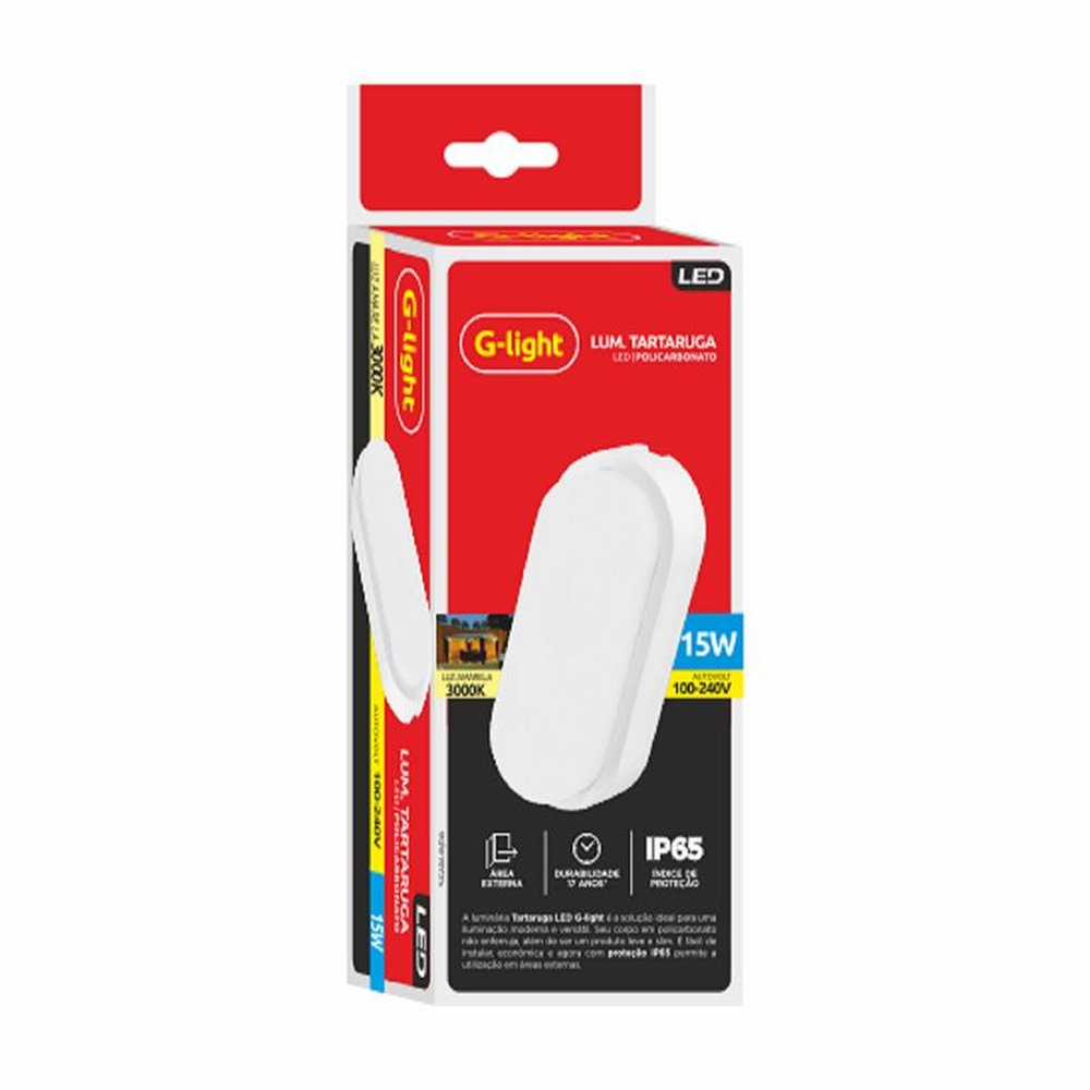 Luminária Tipo Tartaruga Led G-light Branca 15W 3000K Autovolt
