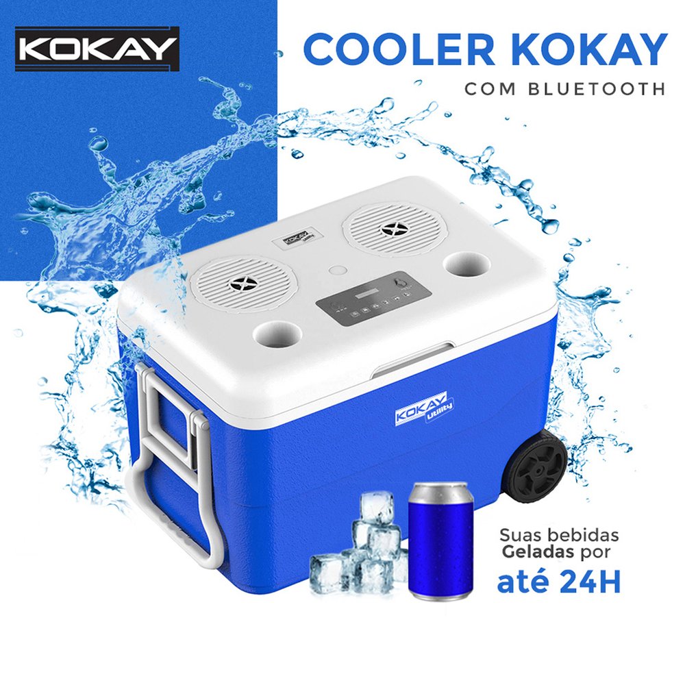 Caixa Termica Cooler Com Som Bluetooth Embutido - 55 Litros Com Rodas - Kokay