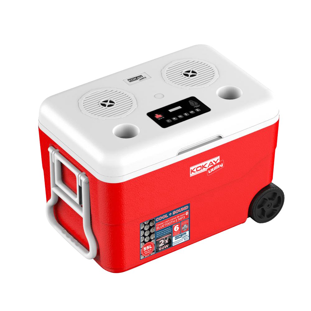 Caixa Térmica Cooler Com Som Bluetooth Embutido - 55 Litros Com Rodas - Kokay