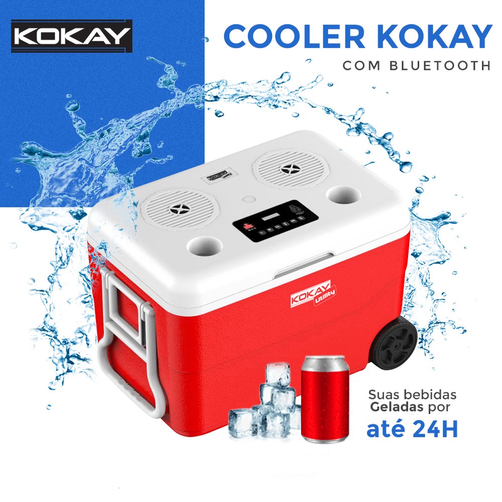 Caixa Térmica Cooler Com Som Bluetooth Embutido - 55 Litros Com Rodas - Kokay