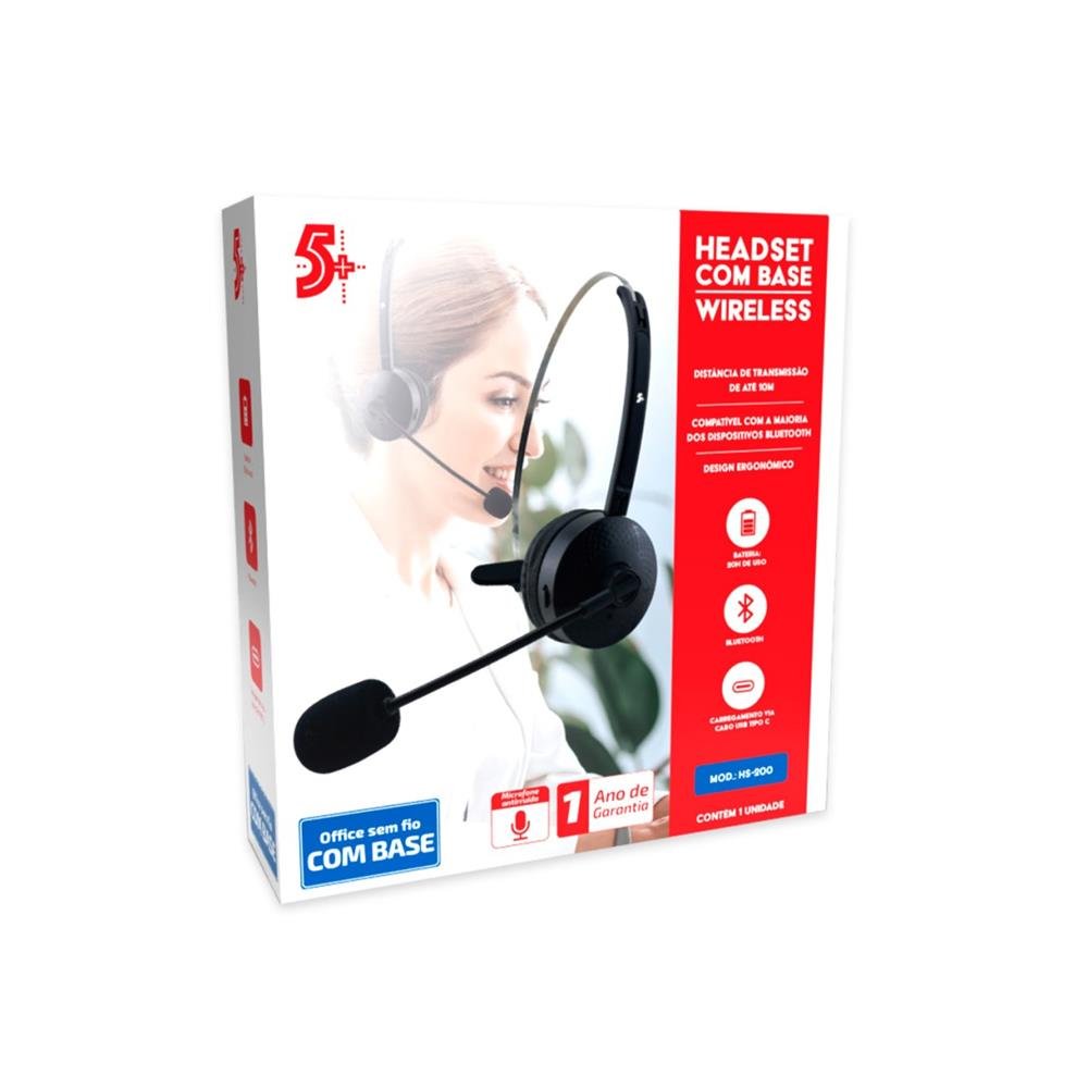 Headset Sem Fio Bluetooth Com Base Para Carregamento HS-200