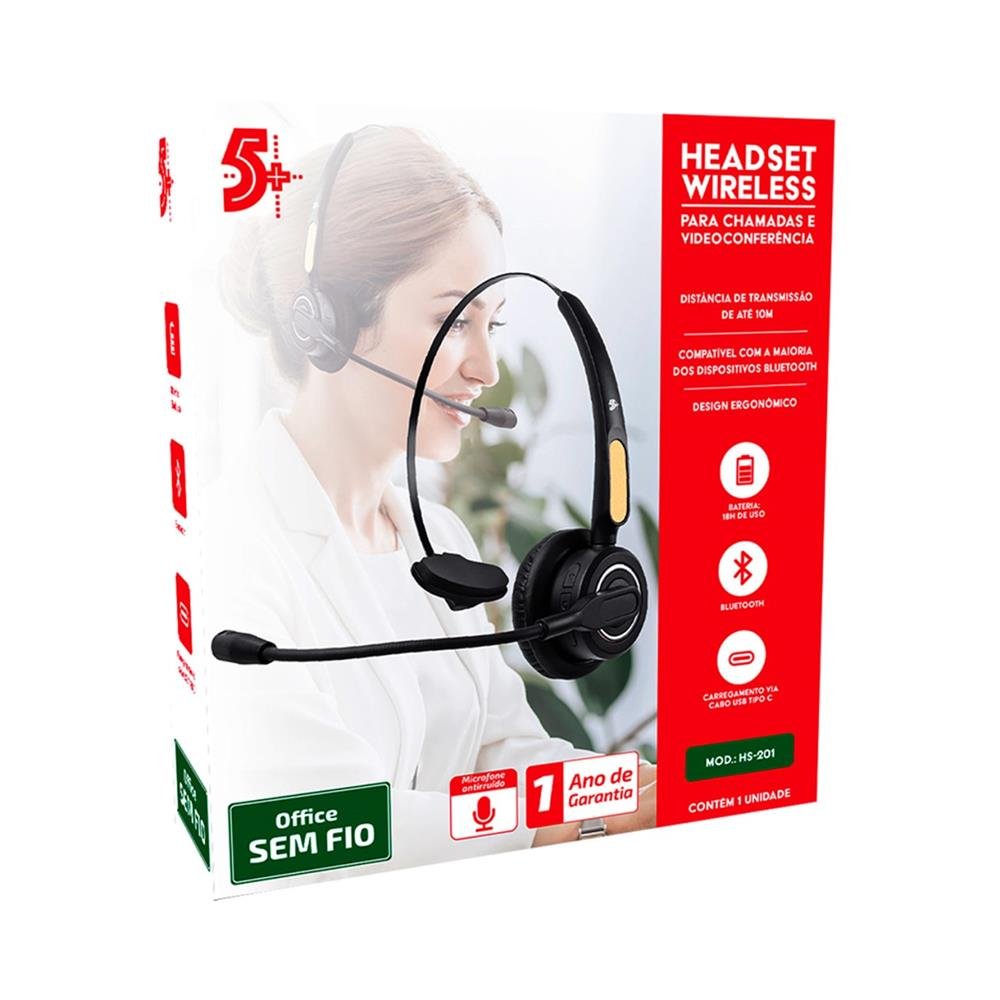 Headset Bluetooth 5+ Office - Hs-201 - 015-0104