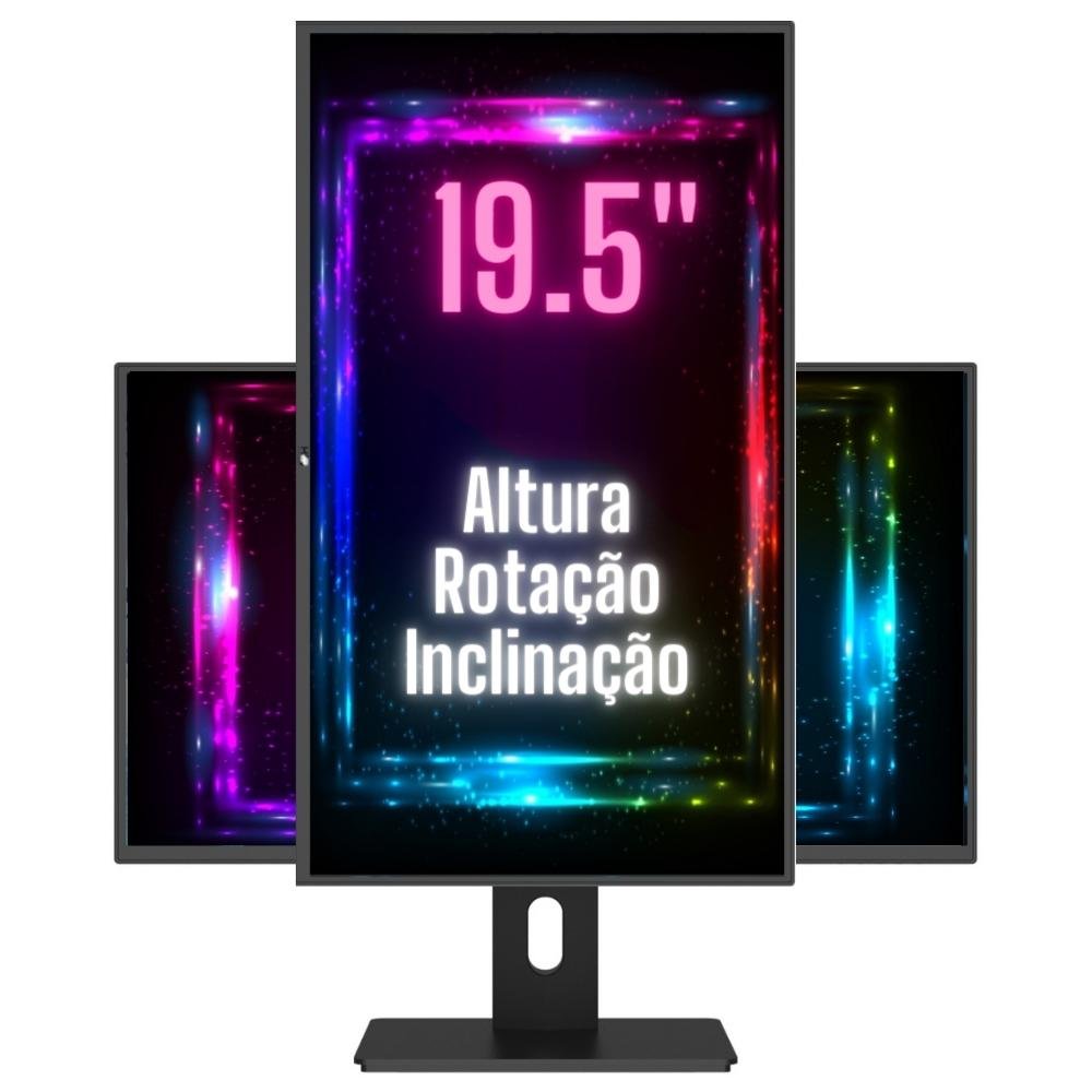 Monitor 19.5 LED Ergonômico HD+ HDMI Vesa HQ com Ajuste de Altura