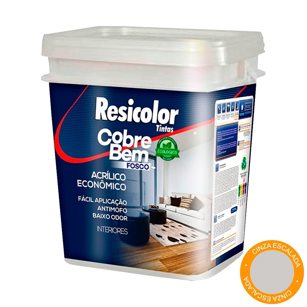Tinta Acrílica Resicolor Cobre Bem Cinza Escalada Fosco 18L