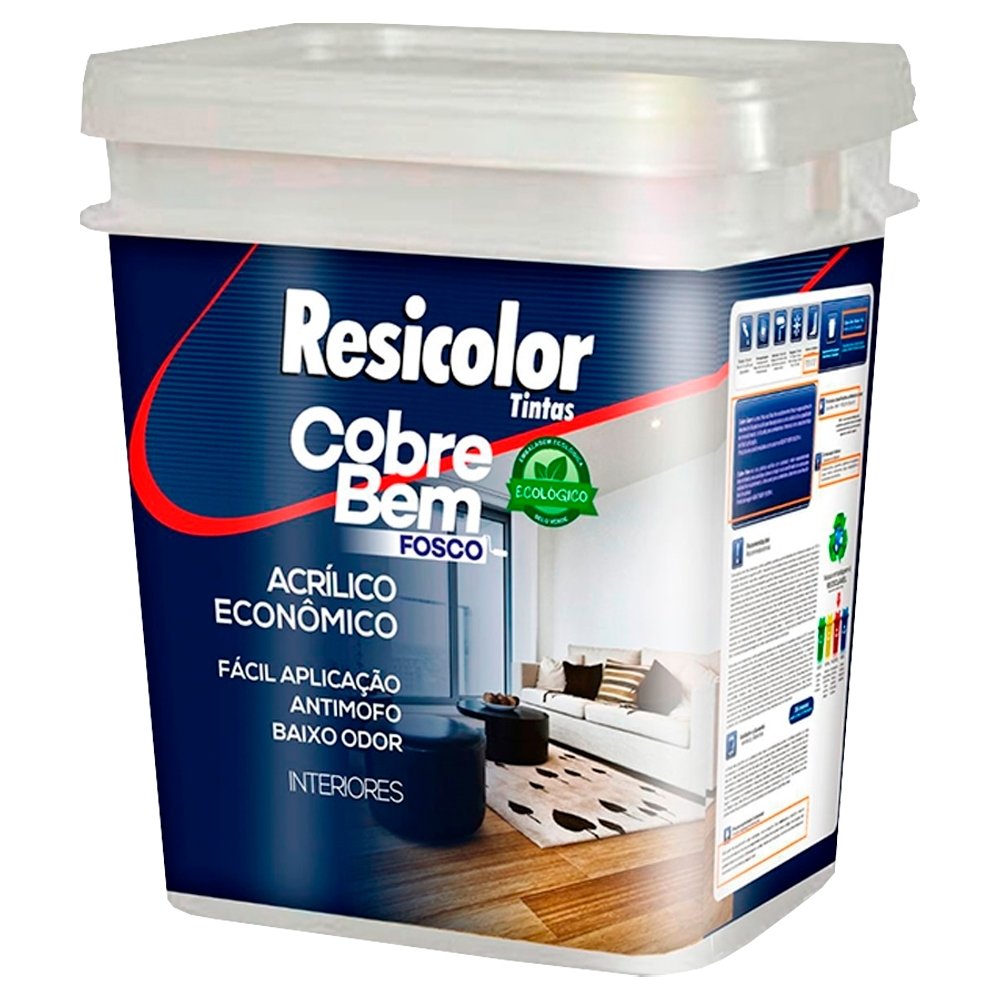 Tinta Acrílica Resicolor Cobre Bem Marfim Fosco 18L