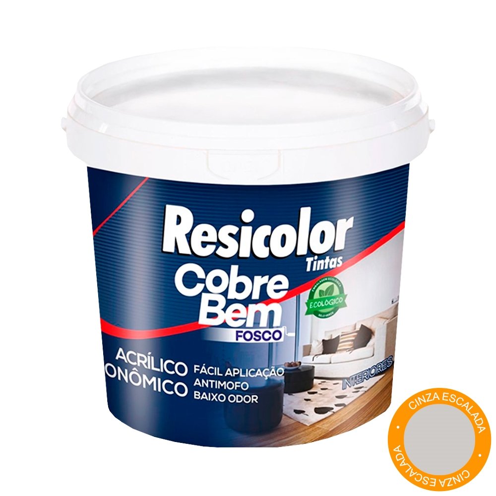 Tinta Acrílica Resicolor Cobre Bem Cinza Escalada Fosco 3,6L
