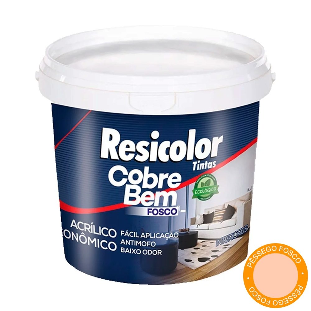 Tinta Acrílica Resicolor Cobre Bem Pêssego Fosco 3,6L