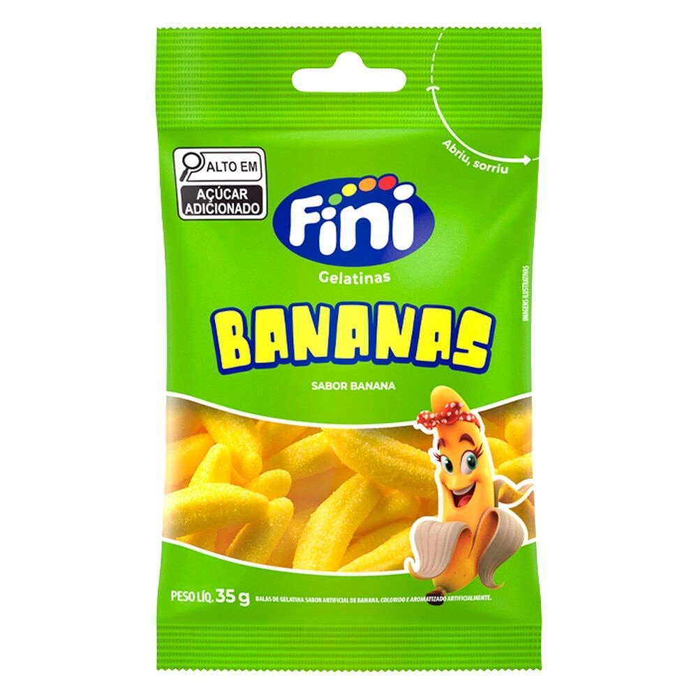 Bala Fini Gelatina Banana 35g - Embalagem com 10 Unidades