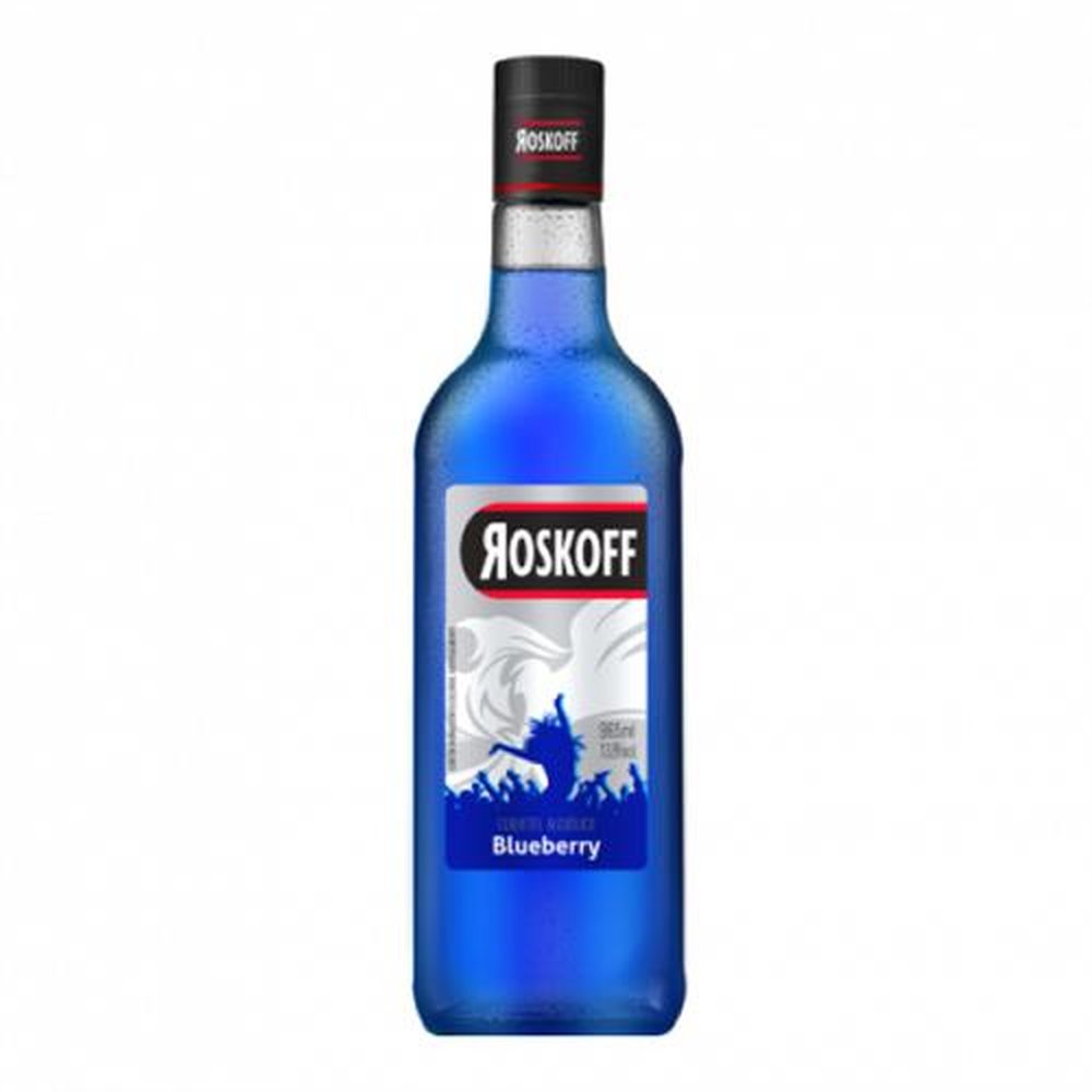 Vodka Roskoff Blueberry 965ml - Caixa com 12 unidades.