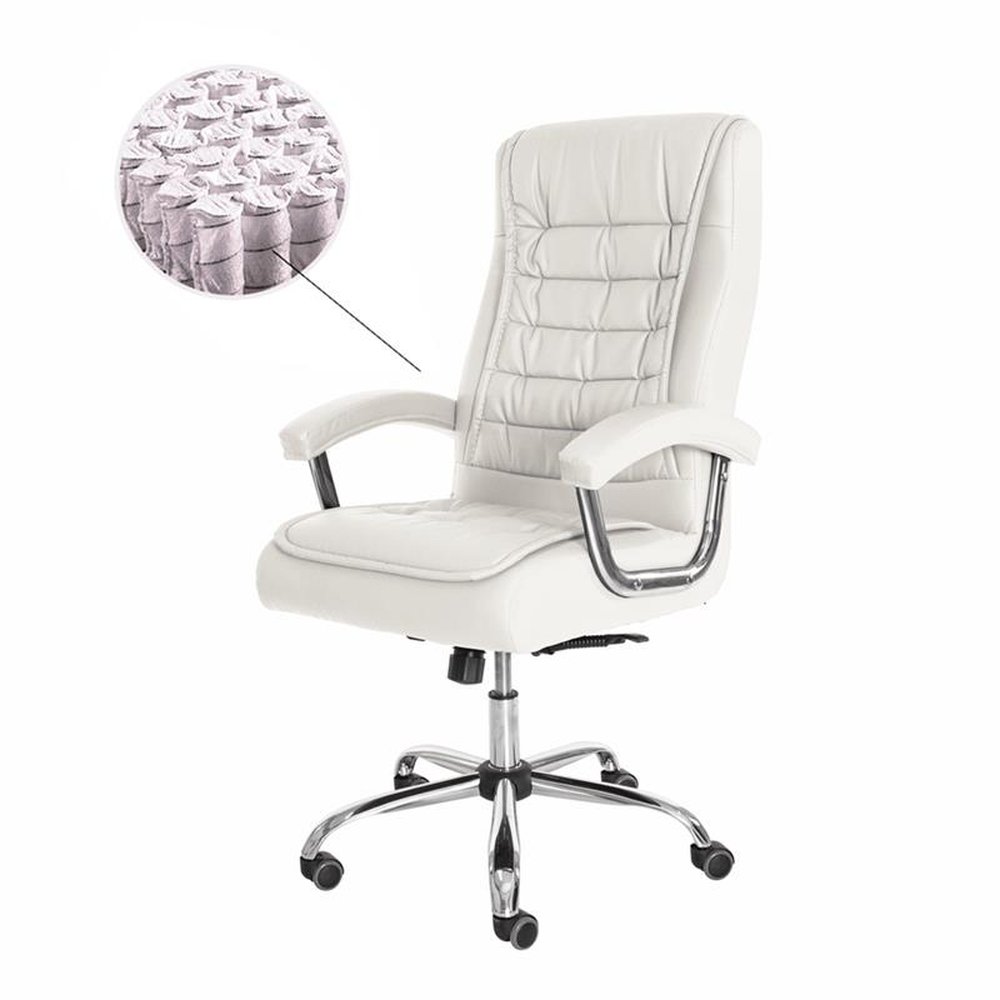 Cadeira de Escritório Presidente Big Munique Confort Base Giratória com Molas Ensacadas - Branco