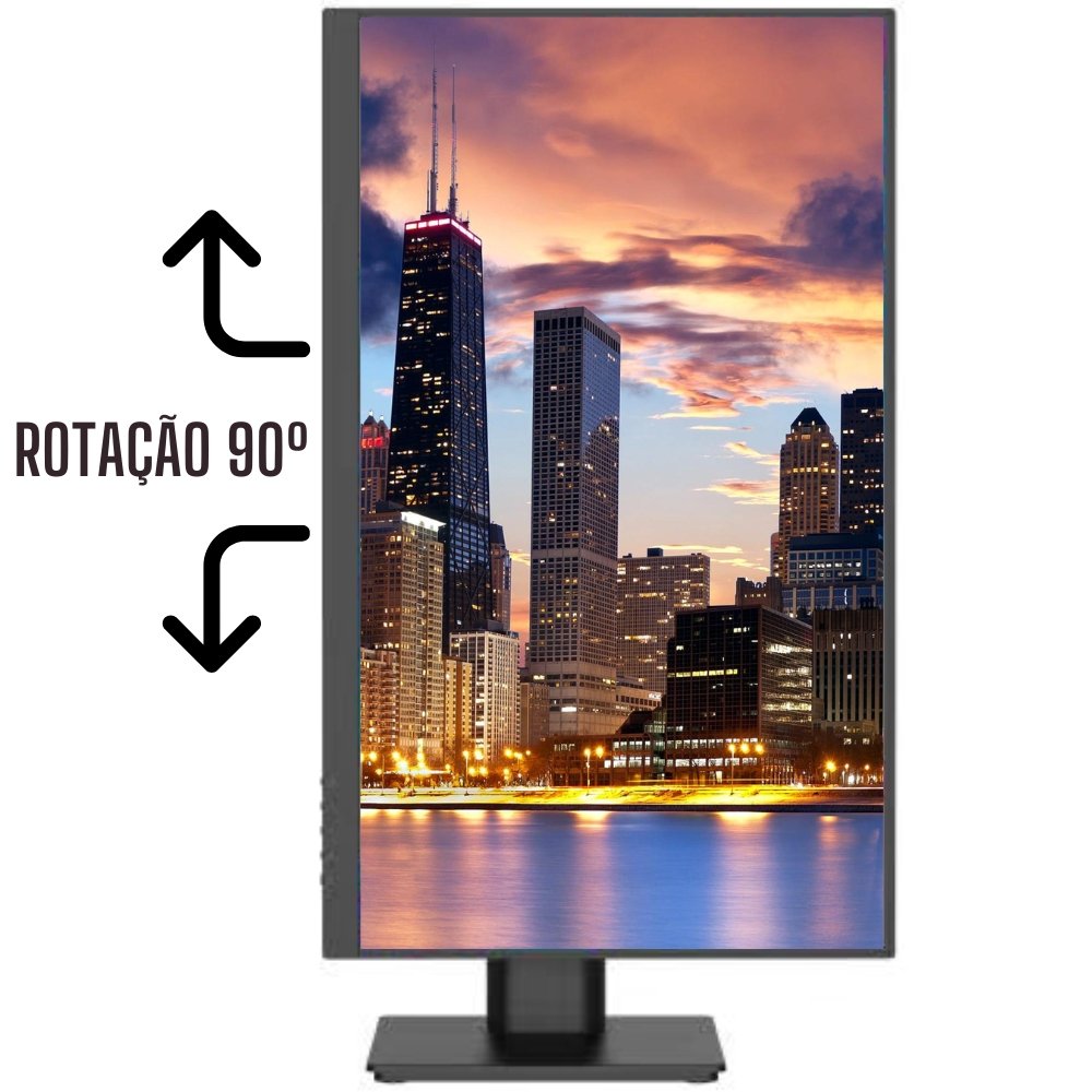 Monitor HQ 24 Polegadas Led Ergonômico Ajuste De Altura Rotação Vertical Rotação Horizontal Incliinação