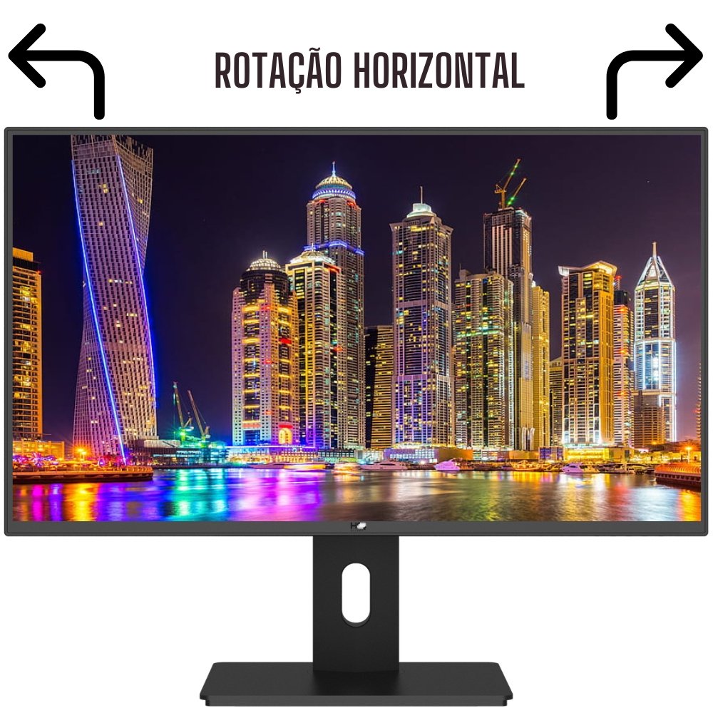 Monitor HQ 24 Polegadas Led Ergonômico Ajuste De Altura Rotação Vertical Rotação Horizontal Incliinação
