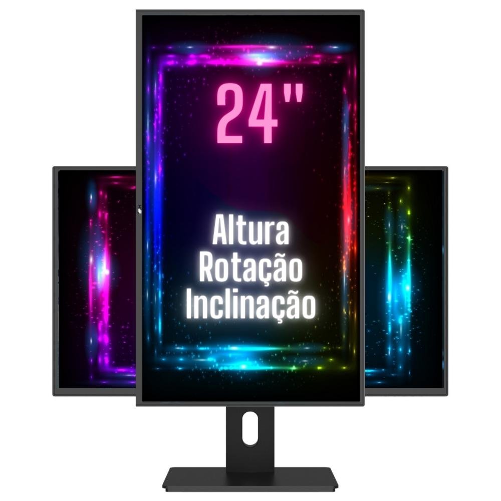 Monitor HQ 24 Polegadas Led Ergonômico Ajuste De Altura Rotação Vertical Rotação Horizontal Incliinação