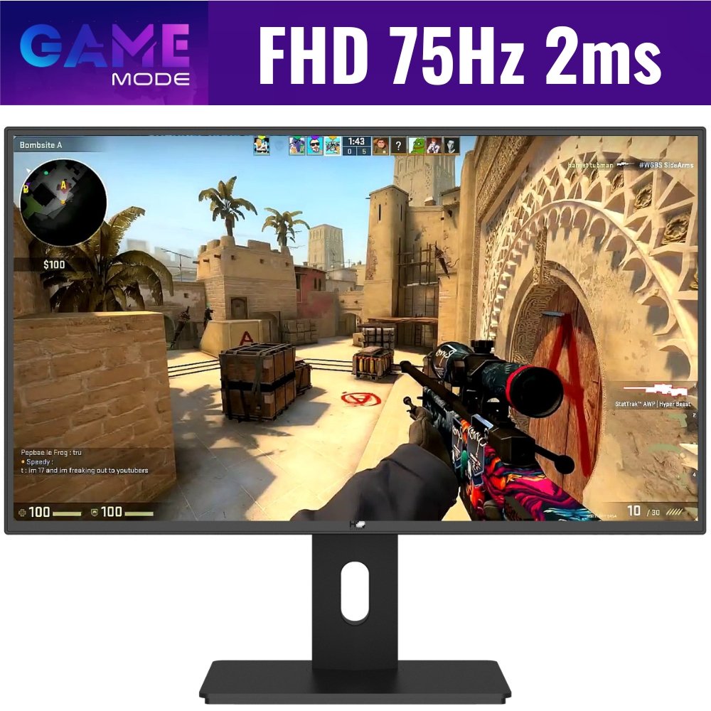 Monitor HQ 21.5 LED Full HD 75Hz 2Ms HDMI Ergonômico Ajuste De Altura Rotação Vertical e Rotação Horizontal.