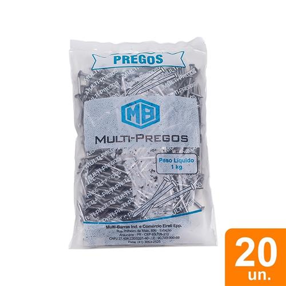 Prego Multibarras Multi-Pregos com Cabeça Polido 17X21 2X11 1Kg - Embalagem com 20 Unidades