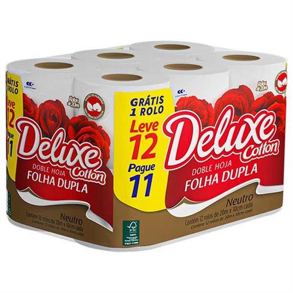Papel Higiênico Deluxe 20M Fardo 12 Unidades - Leve 12 E Pague 11