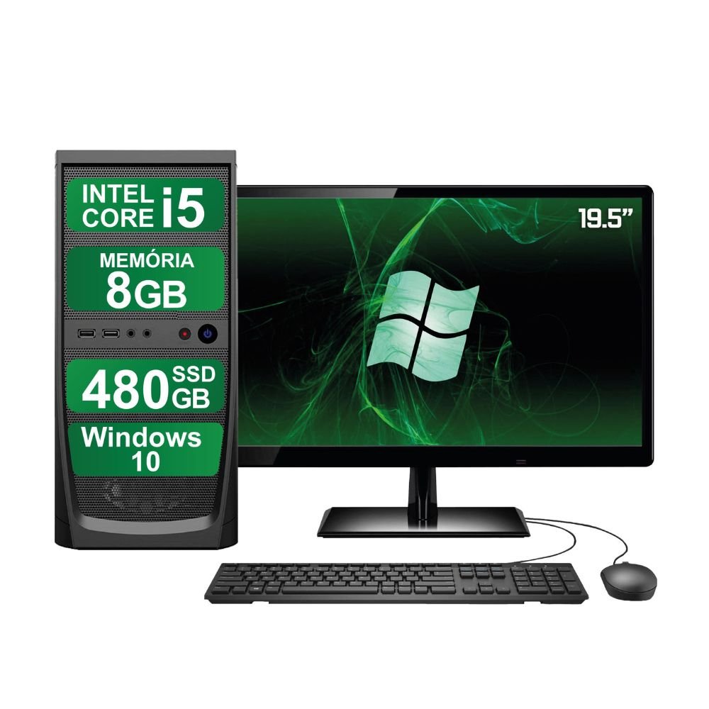 Computador EasyPC Intel Core i5 8GB SSD 480GB Mouse Teclado Monitor 19" Windows 10 PRO