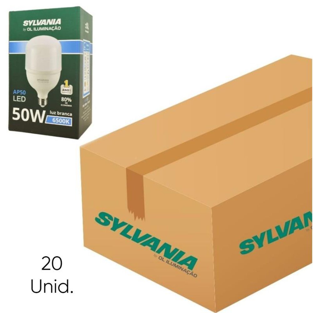 Caixa Com 20 Lâmpadas Led Bulbo Alta Potência 50W 6500K Bivolt E27 Sylvânia