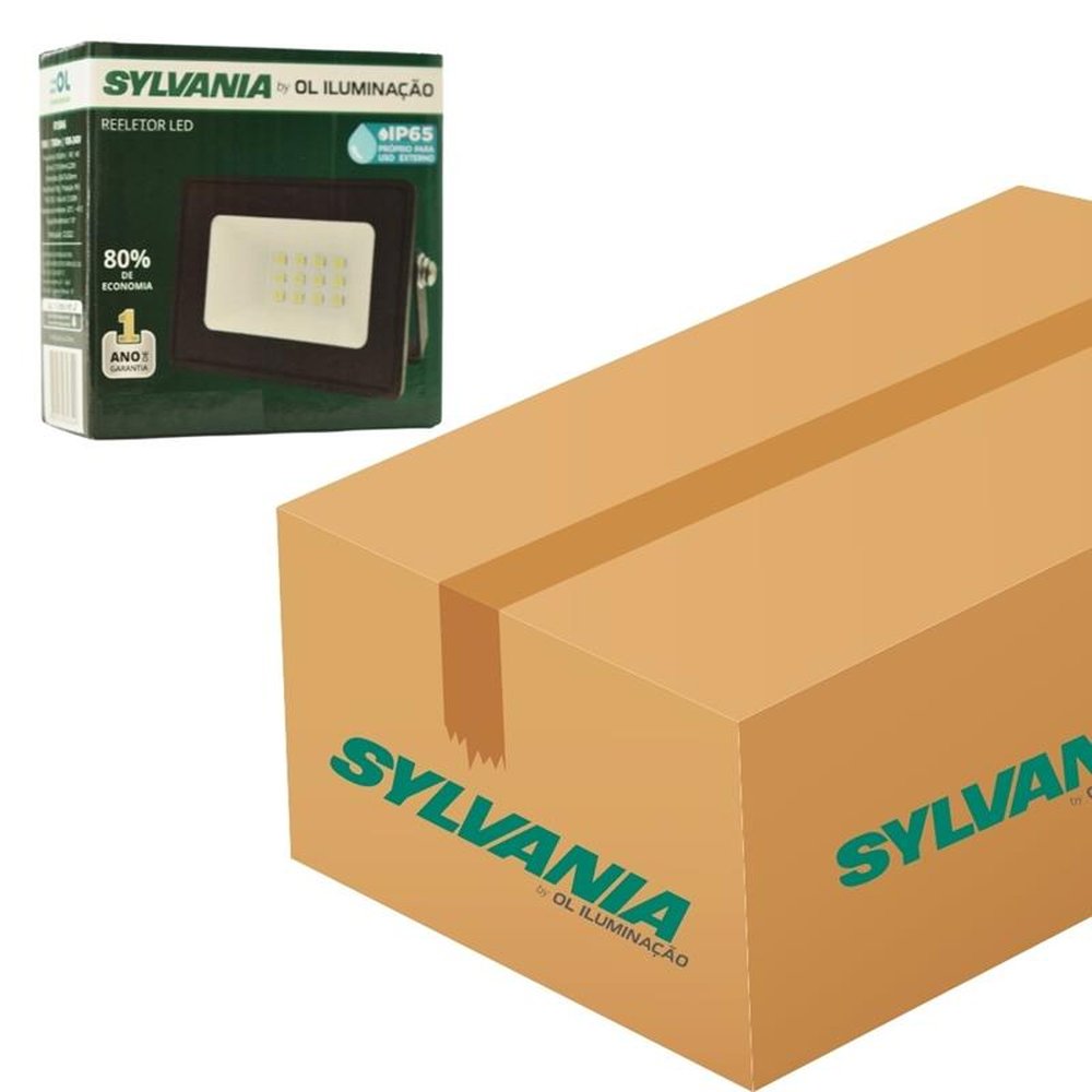 Caixa Com 10 Refletores Led 200W 6500K Bivolt Sylvania