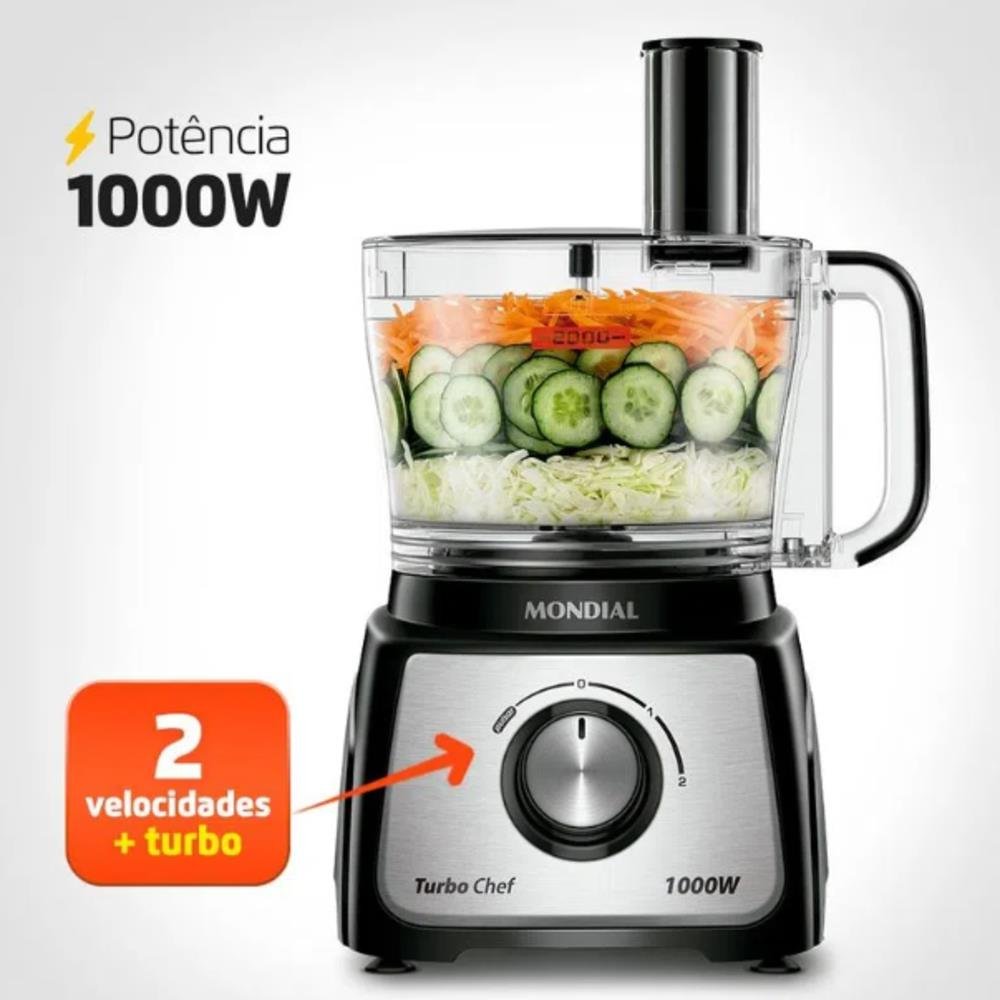 Multi processador 1000W 3L Mondial MPN01 B Filtro Turbo Chef 5 em 1 220V
