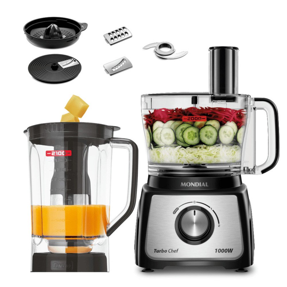 Multi processador 1000W 3L Mondial MPN01 BE Turbo Chef 7 em 1 127V