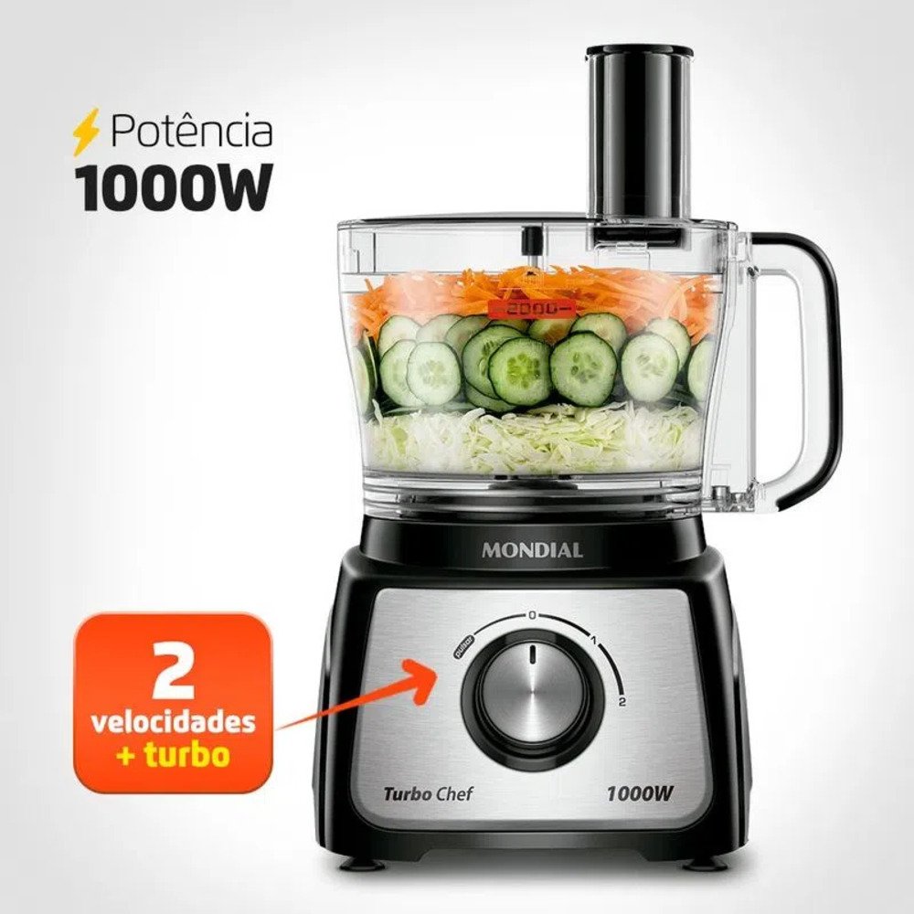 Multi processador 1000W 3L Mondial MPN01 BE Turbo Chef 7 em 1 127V