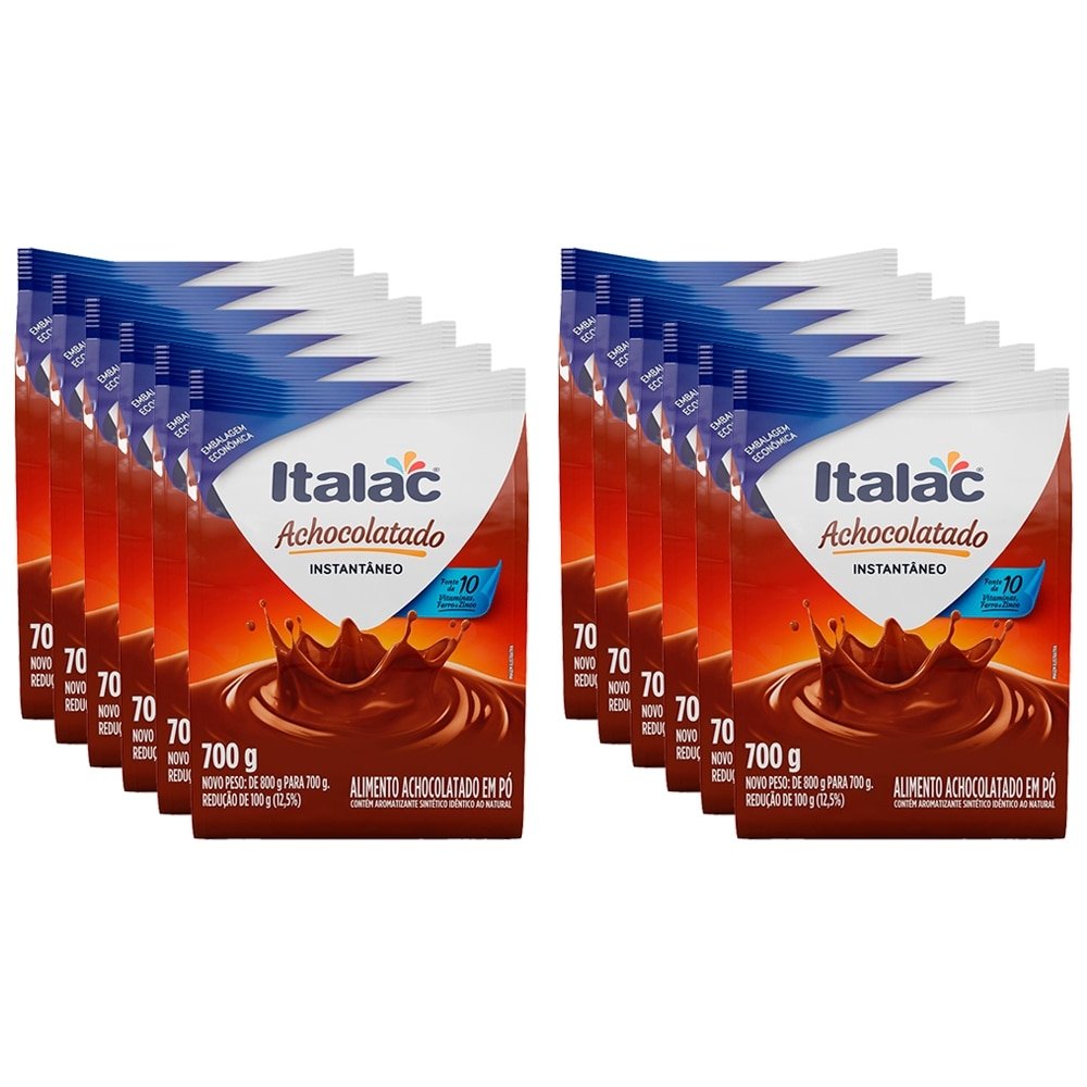 Achocolatado Italac Sachê 700g - Embalagem com 12 Unidades