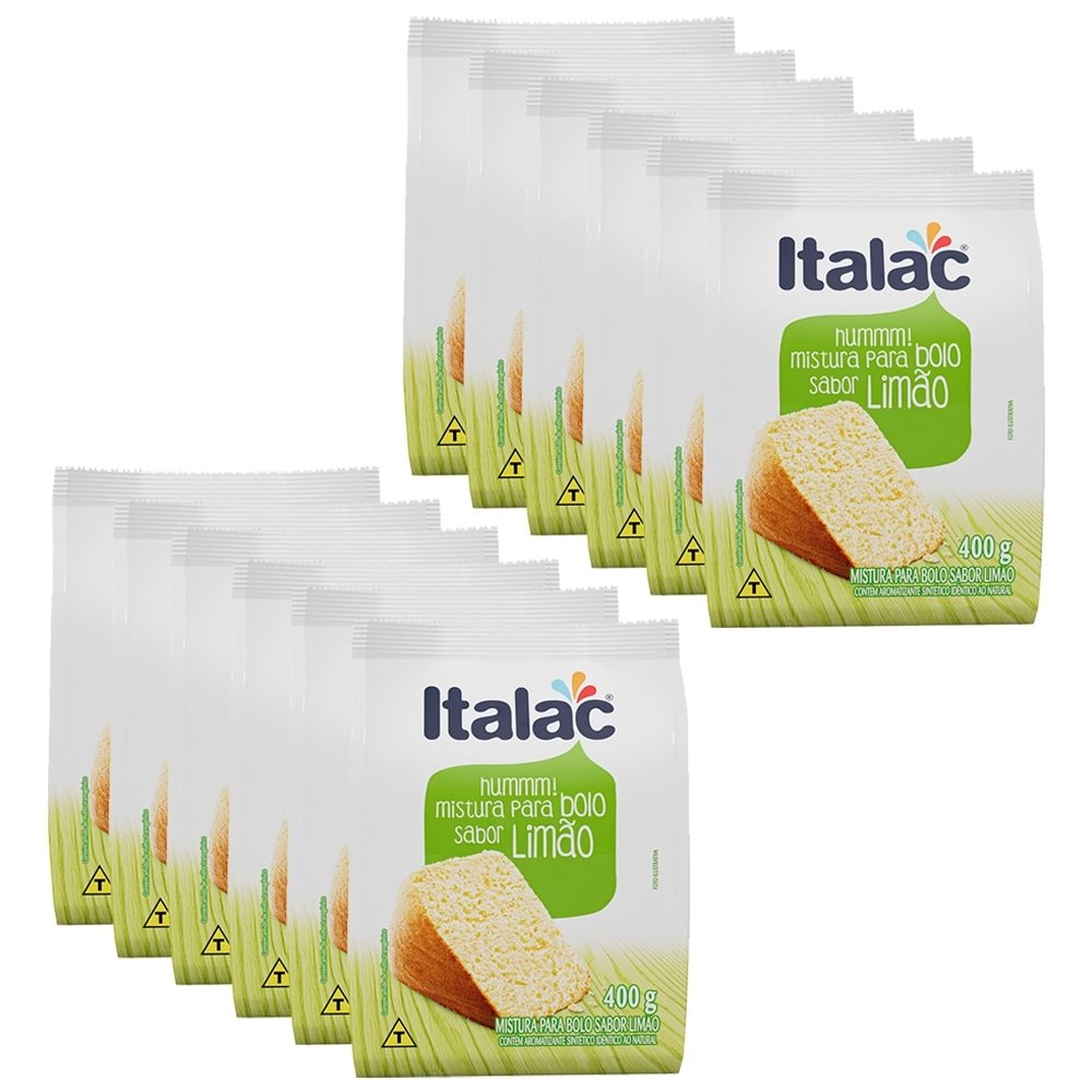 Mistura para Bolo Italac Limão 400g - Embalagem com 12 Unidades