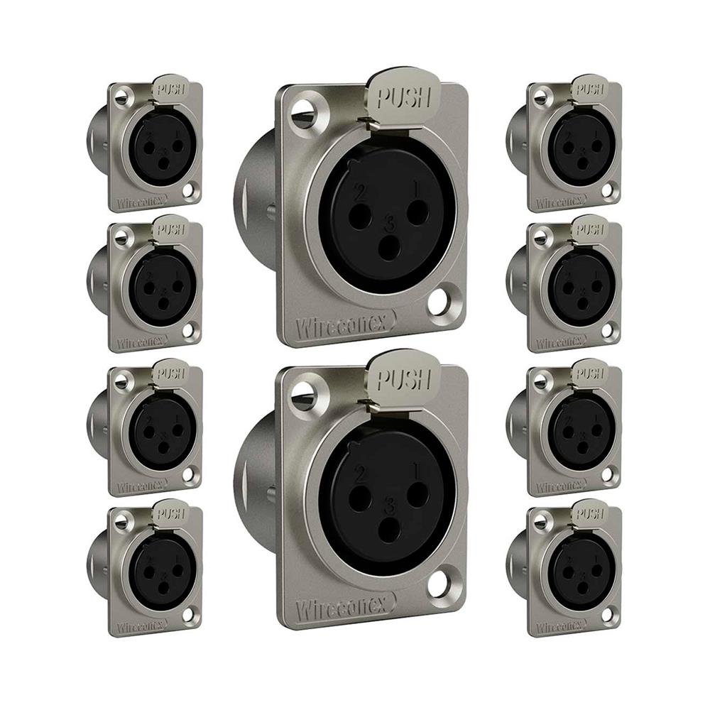 Conector Xlr Femea Wc 1023 Fp Bk Ni 3p Painel Wireconex 10 Unidades