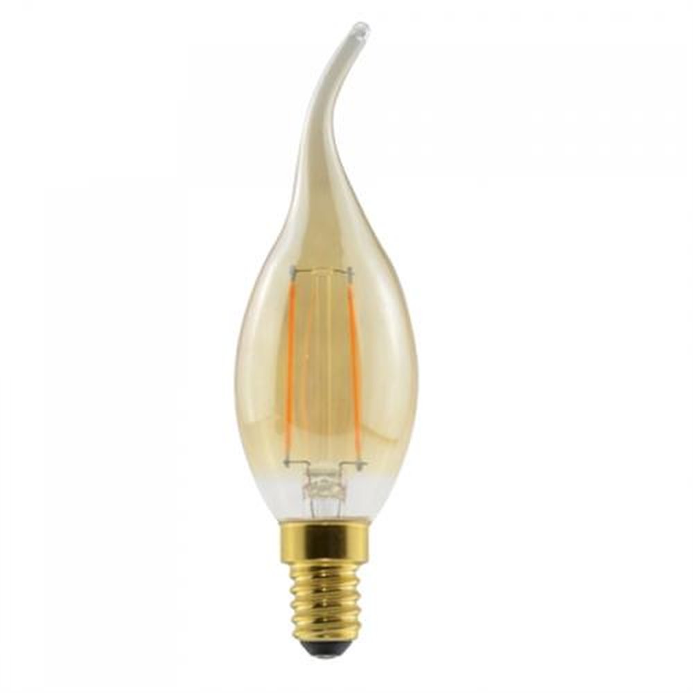 Lâmpada C35 Filamento Led Chama Longa Clara Bulbo Ambar 2.5W 2000K 220V E14 C Adap. E27