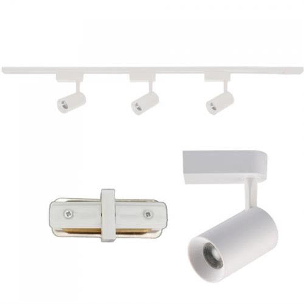 Track Light 1M C/ 03 Spots Redondos Led 30&deg; 3X7W 6500K Branco - Autovolt