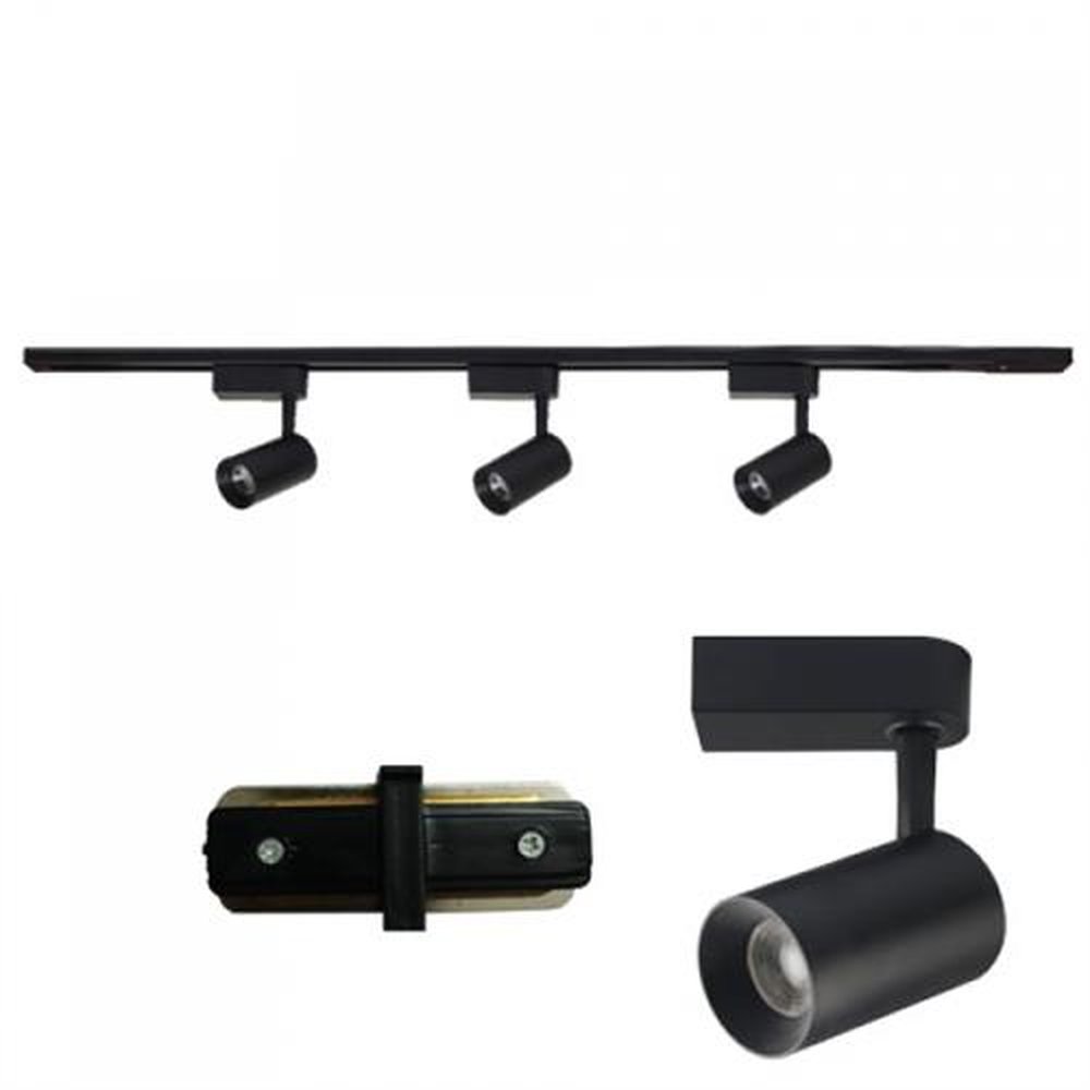 Track Light 1M C/ 03 Spots Redondos Led 30&deg; 3X7W 3000K Preto - Autovolt