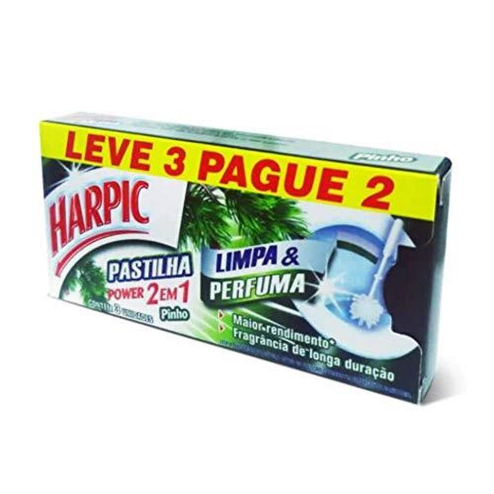 (P)Harpic Pastilha 2Em1 Pinho Embalagem Economica C/3 Unidades-Un/1