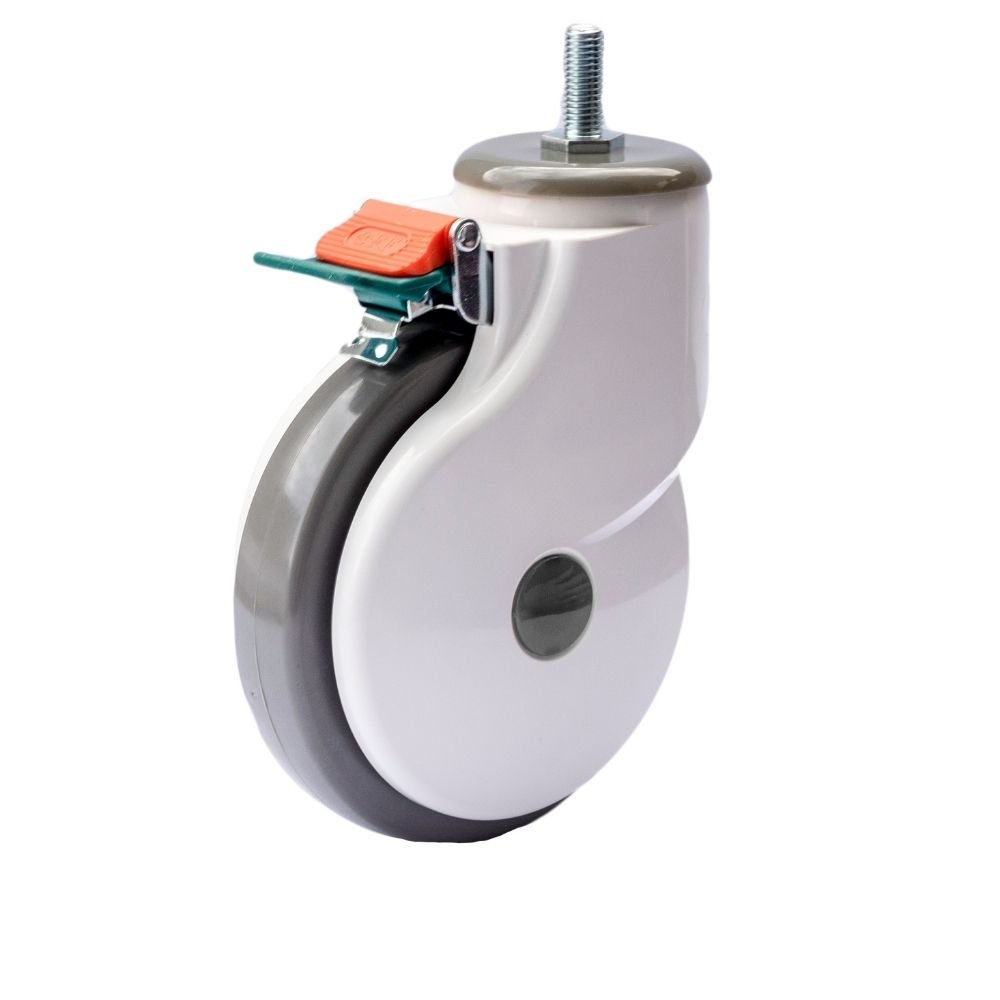 Kit c/ 4 Rodizio Giratório Hospitalar PU M12 C/Freio Colson