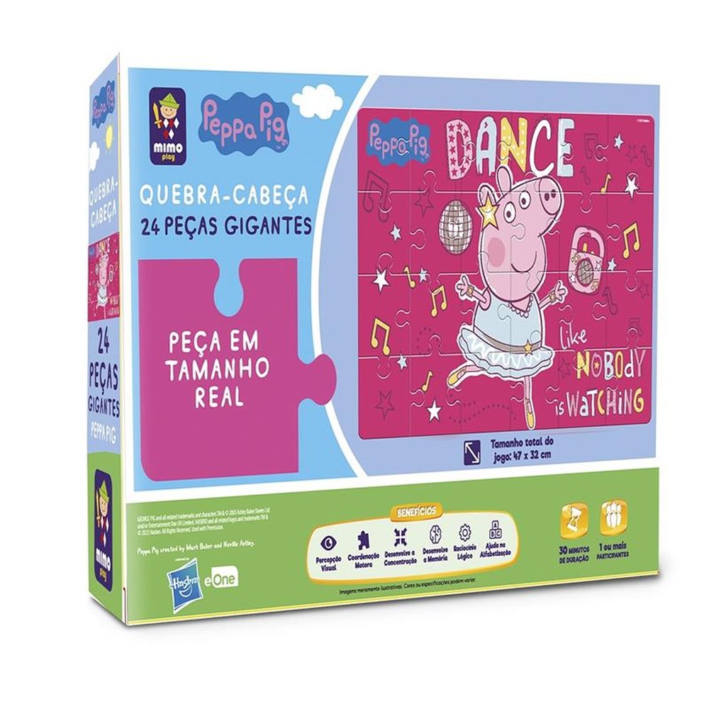 Quebra Cabeça Gigante 24 Peças Peppa Bailarina